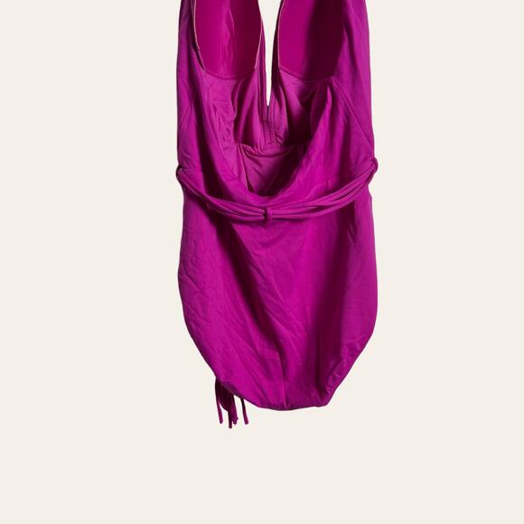 Seafolly Magenta Deep V One Piece Malliot Swimsuit Size 12 - Picture 10 of 10